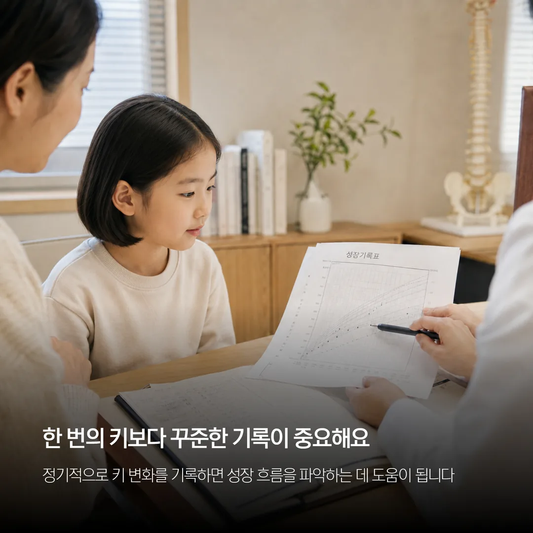 성장 상담에서 보호자와 기록을 함께 확인하는 모습
