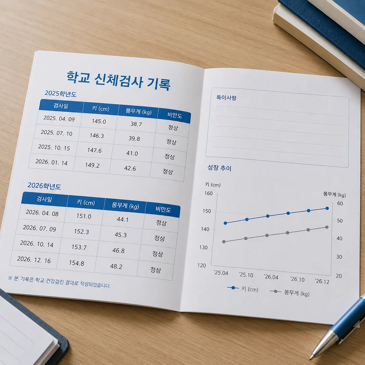 아이 성장 기록 확인