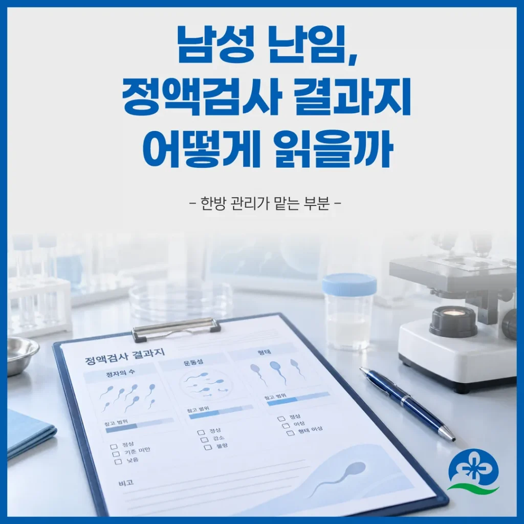 남성 난임, 정액검사 결과지 어떻게 읽을까 — 한방 관리가 맡는 부분