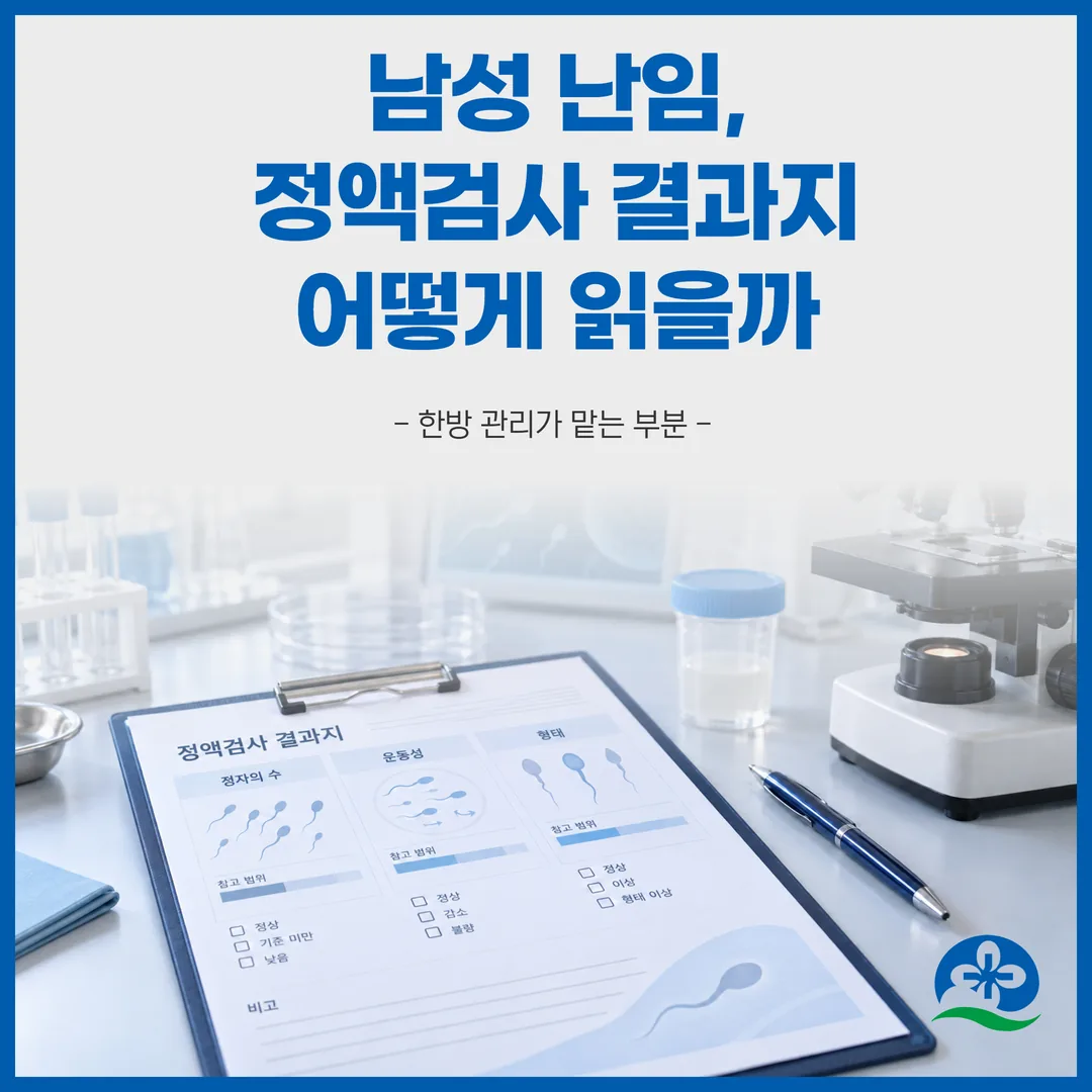 남성 난임, 정액검사 결과지 어떻게 읽을까 — 한방 관리가 맡는 부분